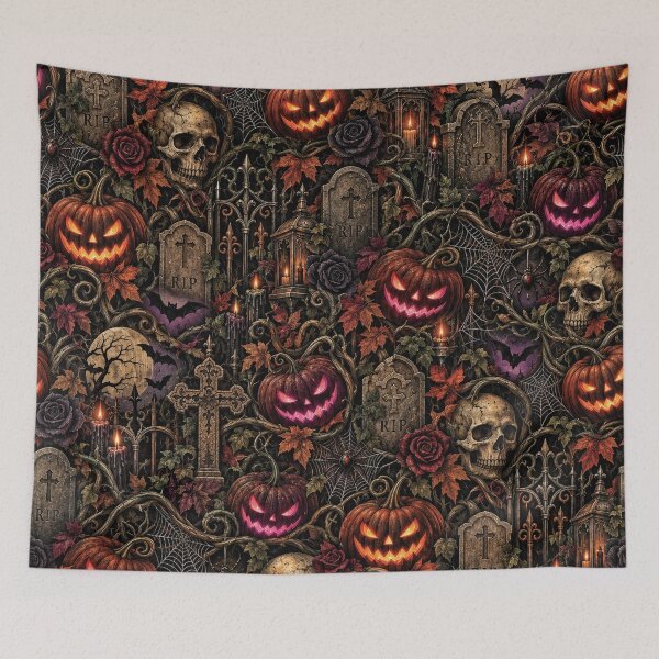 Item preview, Pumpkins, Skulls & Haunted Graveyard designed and sold by Arlinda's Flavour.