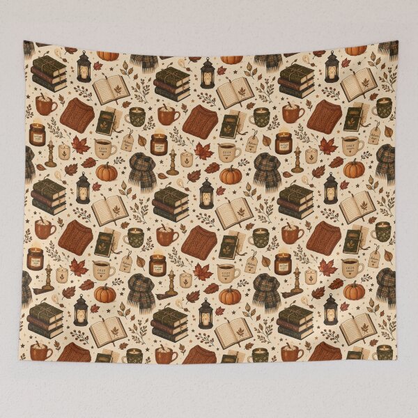 Item preview, Cozy Autumn Sweaters and Hot Coffee Aesthetic Pattern designed and sold by NinaVibeStudio.