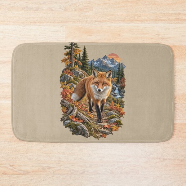Item preview, Red Fox Autumn Mountain Trail Vintage Wildlife designed and sold by BROHLine Studio.