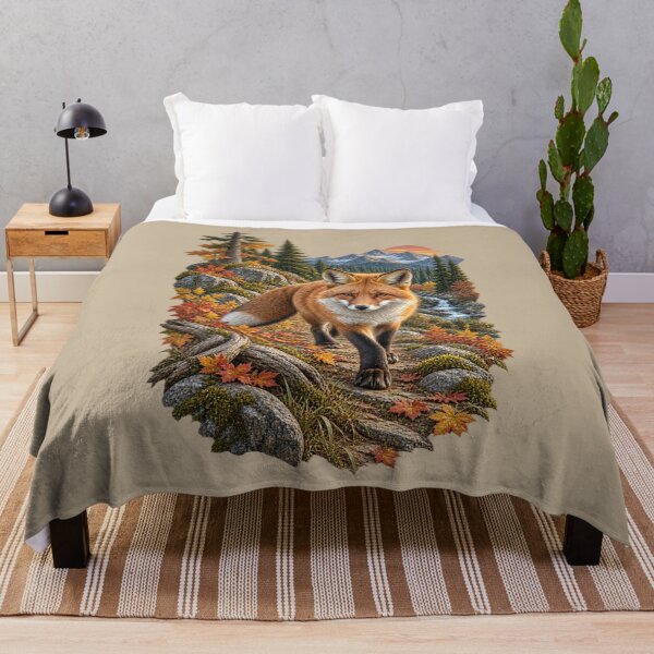 Item preview, Red Fox Autumn Mountain Trail Vintage Wildlife designed and sold by BROHLine Studio.