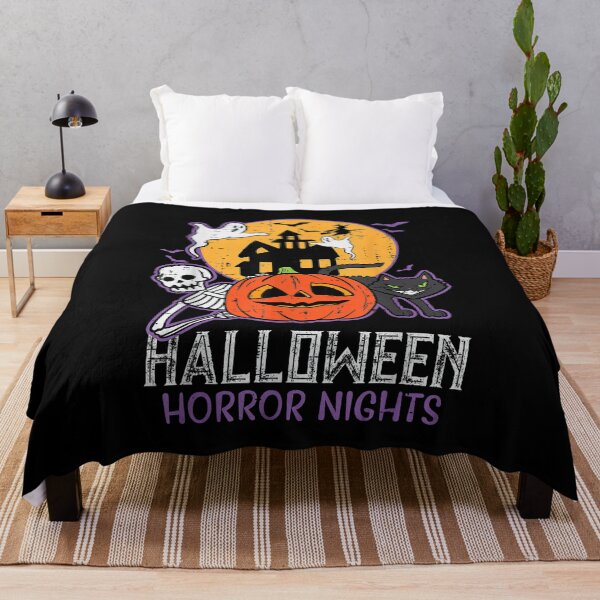 Item preview, Vintage Spooky Halloween Horror Nights Skeleton Pumpkin Shirt designed and sold by KiblyTees.