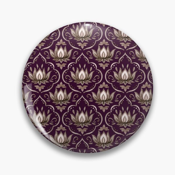 Item preview, Ornate Gold Lotus Damask Seamless Pattern on Dark Purple designed and sold by ​Jyoti Digital Artist.