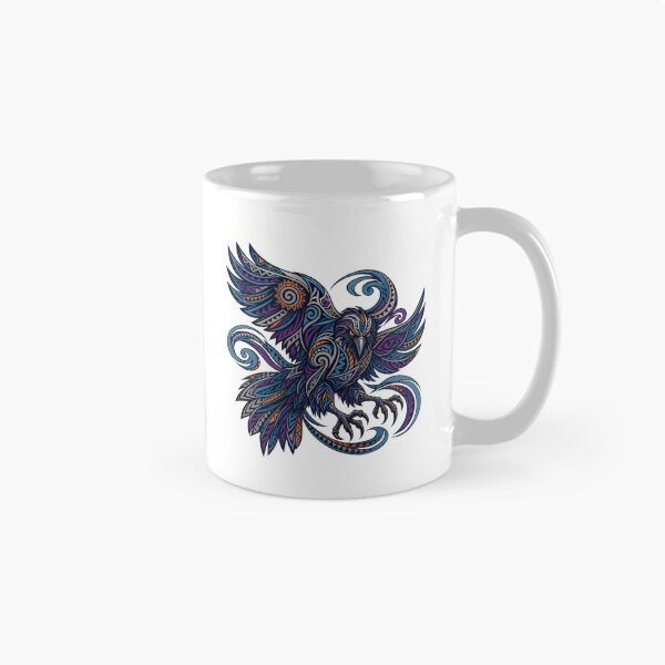 Aperçu de l'œuvre Corbeau tribal en vol – Illustration ornementale créée et vendue par SilentPowerArt.