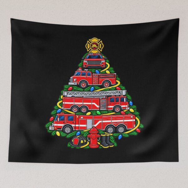 Item preview, Fire Truck Xmas Lights Firefighter Fire Truck Christmas Tree designed and sold by clothesy7.