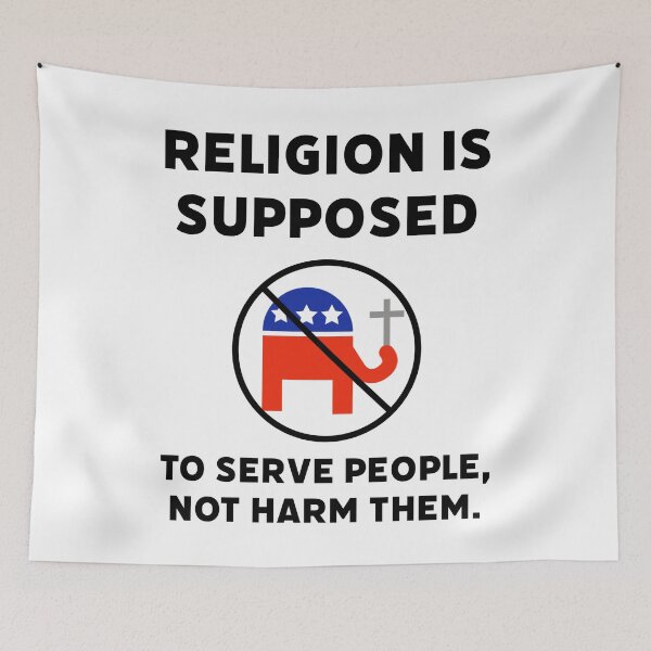 Item preview, Religion is supposed to serve people, not harm them.  designed and sold by Rachel the Artist .