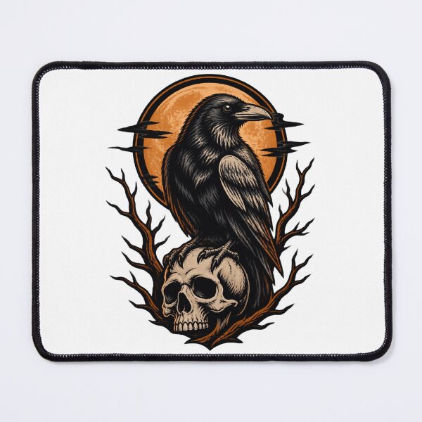 Item preview, Elegant Raven Pattern Design with Intricate Feather Details designed and sold by Covita.