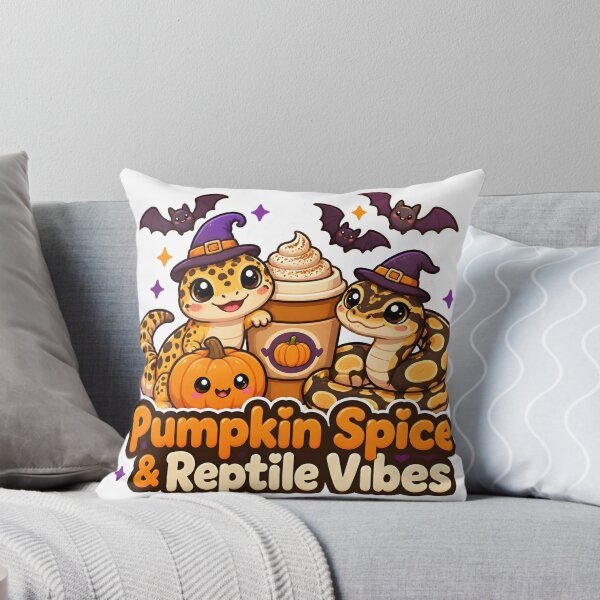 Aperçu de l'œuvre Inspiration citrouille épicée et reptiles – Design mignon de café avec un gecko et un serpent pour Halloween créée et vendue par Bettybee00.