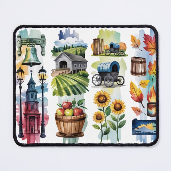 Item preview, Pennsylvania Heritage Watercolor – Liberty Bell & Fall Leaves designed and sold by Marie Gems.