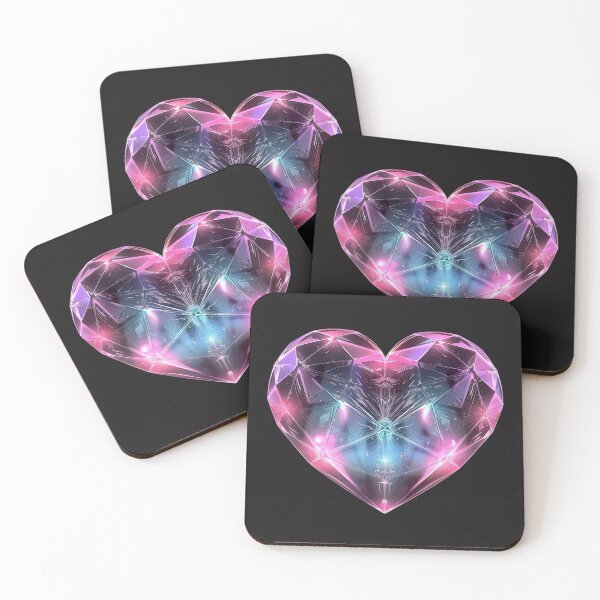Item preview, a soft, neon heart shaped like a rhombus, glowing in pastel colors designed and sold by RetroWaveArtCo.