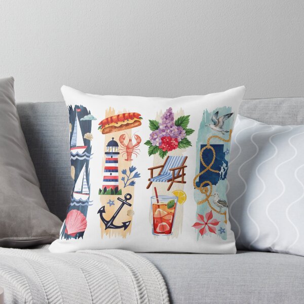 Item preview, Rhode Island Coastal Watercolor – Lighthouse & Sailboats designed and sold by Marie Gems.