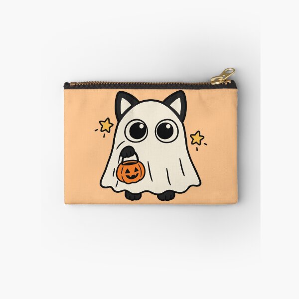 Item preview, Cute Halloween Ghost Holding Pumpkin – Kawaii Spooky Cartoon designed and sold by MewMade.