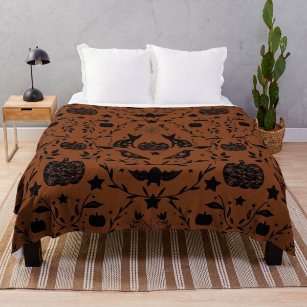 Item preview, Opulent Halloween Woodland Bats & Pumpkins – Burnt Copper designed and sold by susycosta.