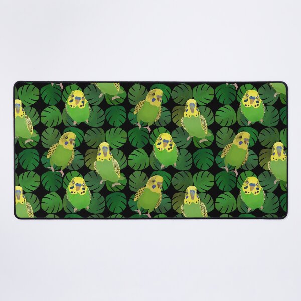 Item preview, Green Budgie with monstera leaves Pattern designed and sold by FandomizedRose.