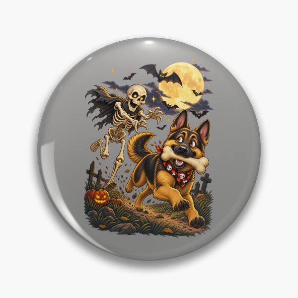 Item preview, Spooky German Shepherd Halloween Chase With Skeleton And Bats Animal Lover Animal Gift - Cool Halloween Animal Graphic Camel T-Shirt designed and sold by Camel & Quirk.
