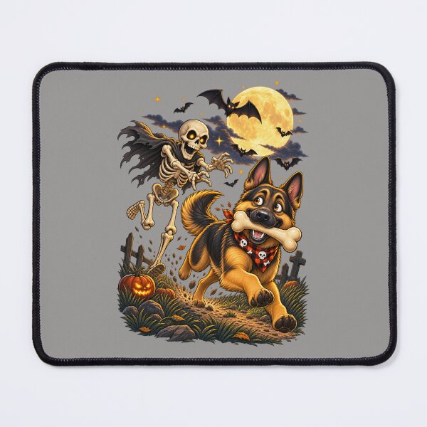Item preview, Spooky German Shepherd Halloween Chase With Skeleton And Bats Animal Lover Animal Gift - Cool Halloween Animal Graphic Camel T-Shirt designed and sold by Camel & Quirk.