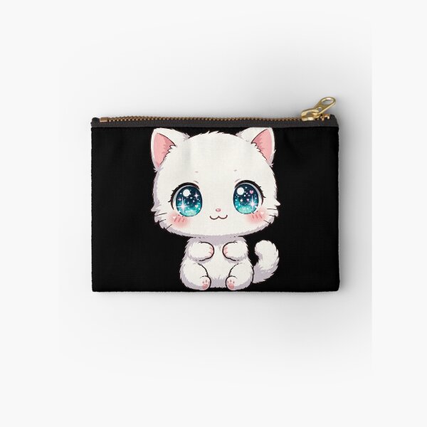 Item preview, Kawaii Galaxy Eyes Cat - Cute White Chibi Anime Kitten designed and sold by COLOR TALE STUDIO.