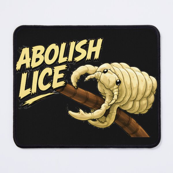 Item preview, ABOLISH LICE HUMOR FOR ANTI LICE MOVEMENT This image shows a graphic design. "ABOLISH LICE" in bold, yellow-orange bubble letters with a black outline, arched across the top in a comic/cartoon font designed and sold by EXPLOSIVE DESIGNS.