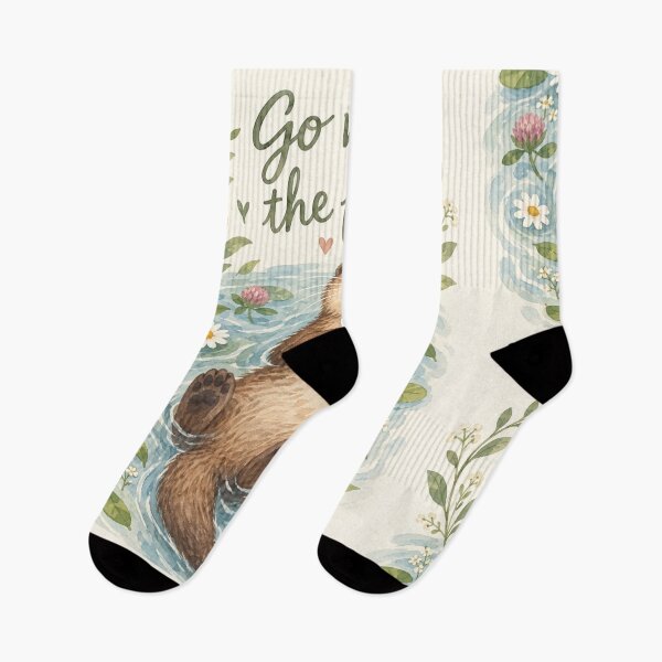 Item preview, Go With the Flow Otter designed and sold by Willow Sky.