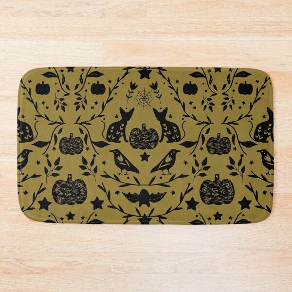 Item preview, Opulent Halloween Woodland Bats & Pumpkins – Antique Gold designed and sold by susycosta.