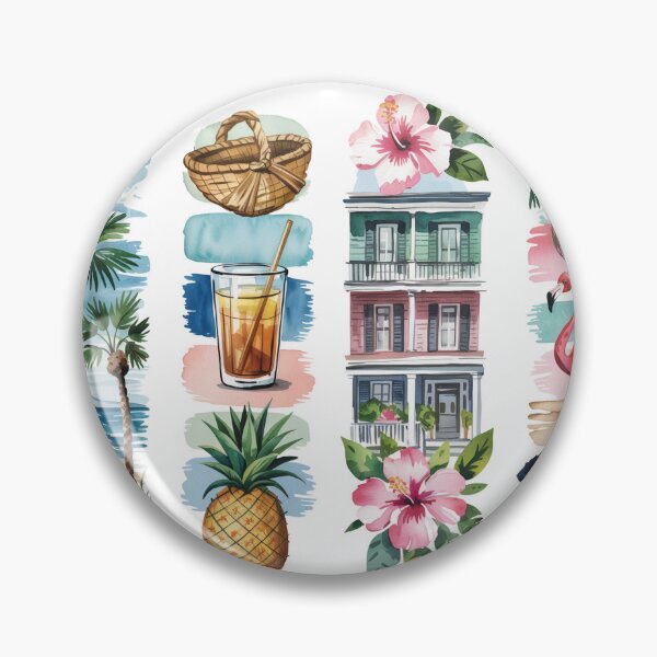 Item preview, South Carolina Coastal Watercolor – Palmetto & Flamingo designed and sold by Marie Gems.