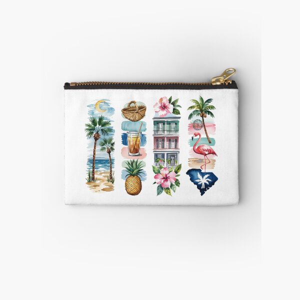 Item preview, South Carolina Coastal Watercolor – Palmetto & Flamingo designed and sold by Marie Gems.