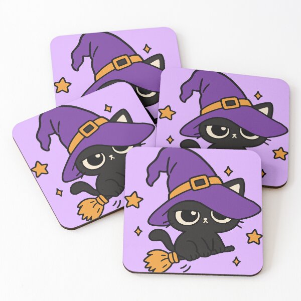 Item preview, Cute Witch Cat Halloween Kawaii Black Cat designed and sold by MewMade.