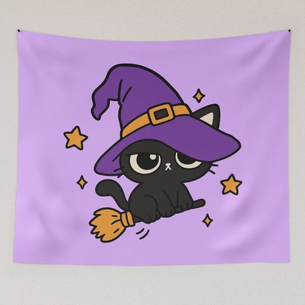 Item preview, Cute Witch Cat Halloween Kawaii Black Cat designed and sold by MewMade.