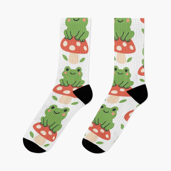 Item preview, Cute Kawaii Frog Sitting on Mushroom - Cottagecore Aesthetic Sticker Vector Design designed and sold by Nubian Style.