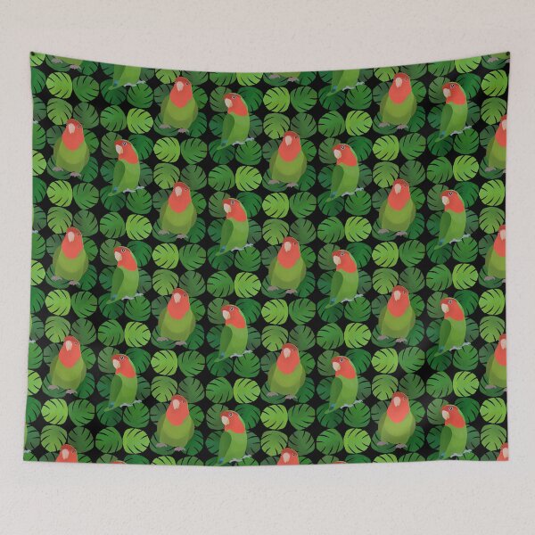 Item preview, Green lovebird with monstera leaves Pattern designed and sold by FandomizedRose.