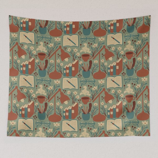 Item preview, Cosy Bookworm Reading Pattern with Books Coffee and Reading Glasses designed and sold by Kozee.