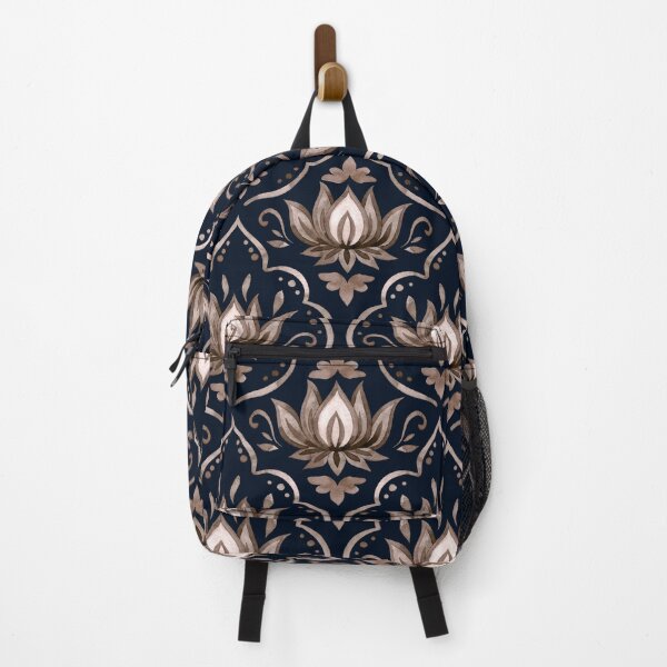 Item preview, Ornate Gold Lotus Damask Pattern on Dark Navy Blue designed and sold by Jyoti Digital Artist.