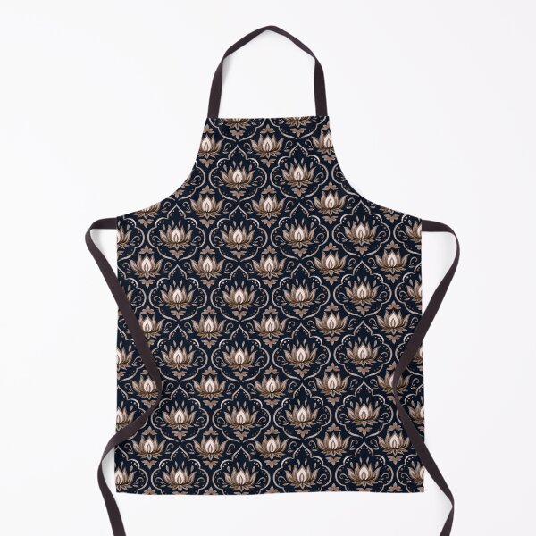Item preview, Ornate Gold Lotus Damask Pattern on Dark Navy Blue designed and sold by Jyoti Digital Artist.