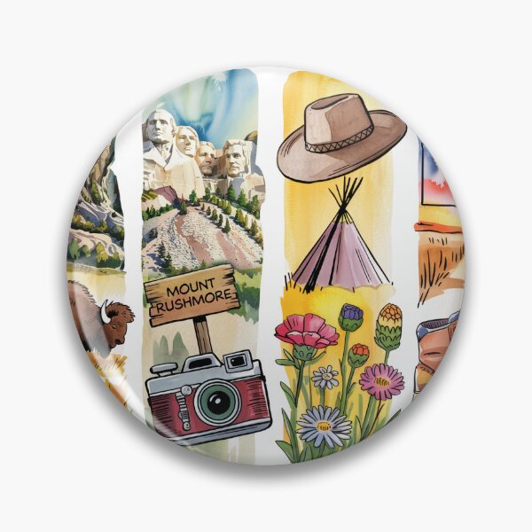 Item preview, South Dakota Badlands Watercolor – Rushmore & Bison designed and sold by Marie Gems.