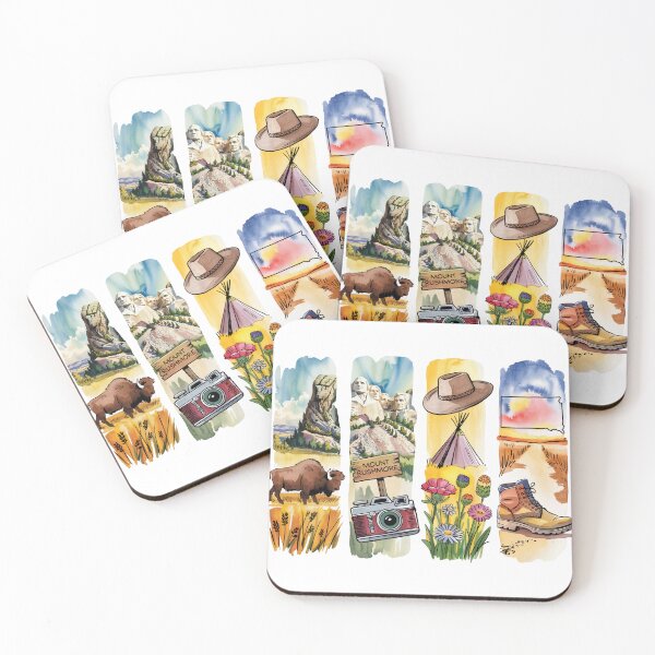 Item preview, South Dakota Badlands Watercolor – Rushmore & Bison designed and sold by Marie Gems.