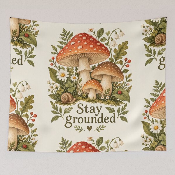 Item preview, Stay Grounded Woodland Mushroom Art designed and sold by Willow Sky.