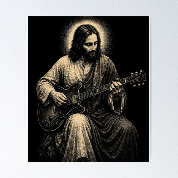 Item preview, Jesus Christ Playing Electric Guitar designed and sold by AIEverything.