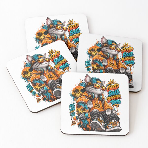 Item preview, Good Souls Brighter Days – Urban Skater Cat Street Art designed and sold by RAX Mirth Studio.