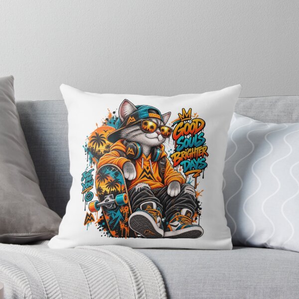 Item preview, Good Souls Brighter Days – Urban Skater Cat Street Art designed and sold by RAX Mirth Studio.