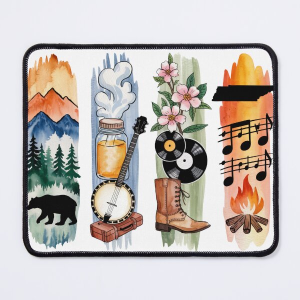 Item preview, Tennessee Mountain Watercolor – Banjo & Campfire designed and sold by Marie Gems.