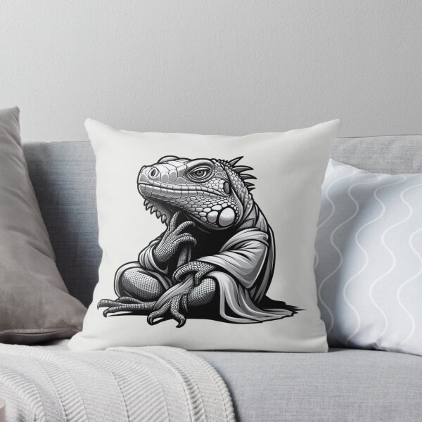 Item preview, Black and White Iguana in Robe Funny Reptile Character designed and sold by Safe Haven Pets.
