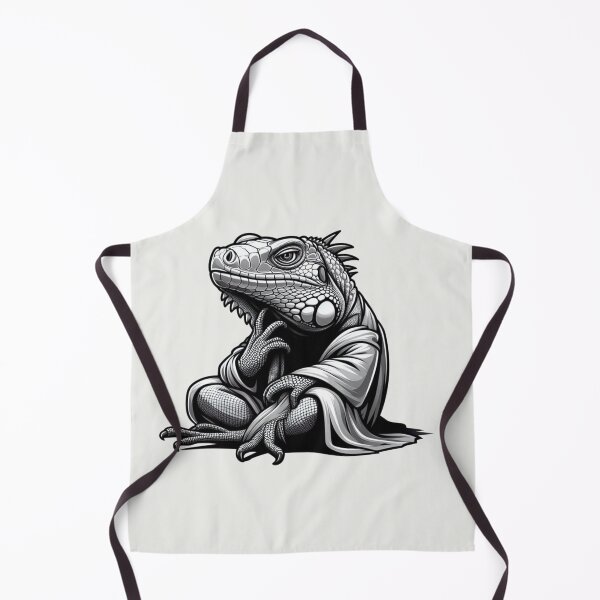 Item preview, Black and White Iguana in Robe Funny Reptile Character designed and sold by Safe Haven Pets.