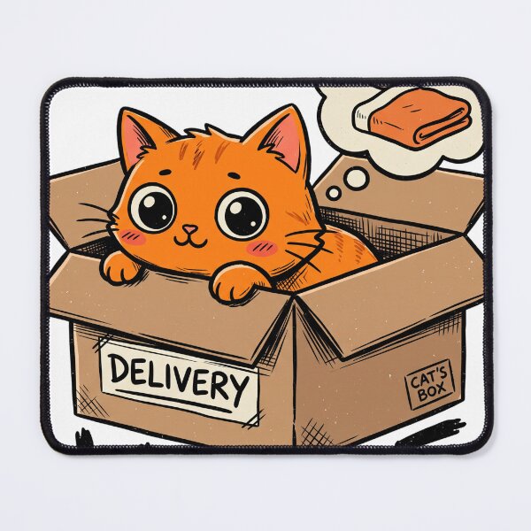 Item preview, Cute Cat in a Delivery Box designed and sold by NzrProcreate.