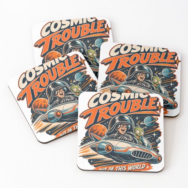 Item preview, Cosmic Trouble Retro Sci Fi UFO Alien Vintage Space Design designed and sold by rachidloucif.