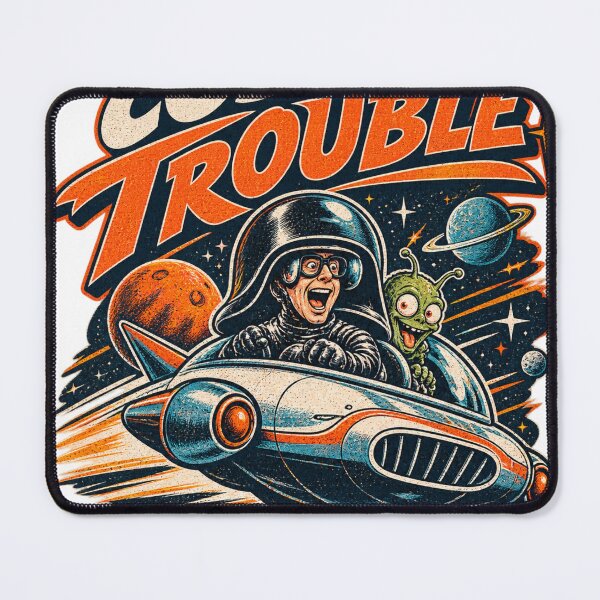 Item preview, Cosmic Trouble Retro Sci Fi UFO Alien Vintage Space Design designed and sold by rachidloucif.