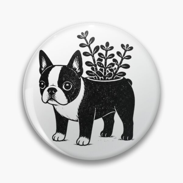 Item preview, Bostons & Botanicals Collection – Tiny Boston Terrier and Jade Plant Print For Dog and Succulent Lovers designed and sold by Bossie Brand Apparel .