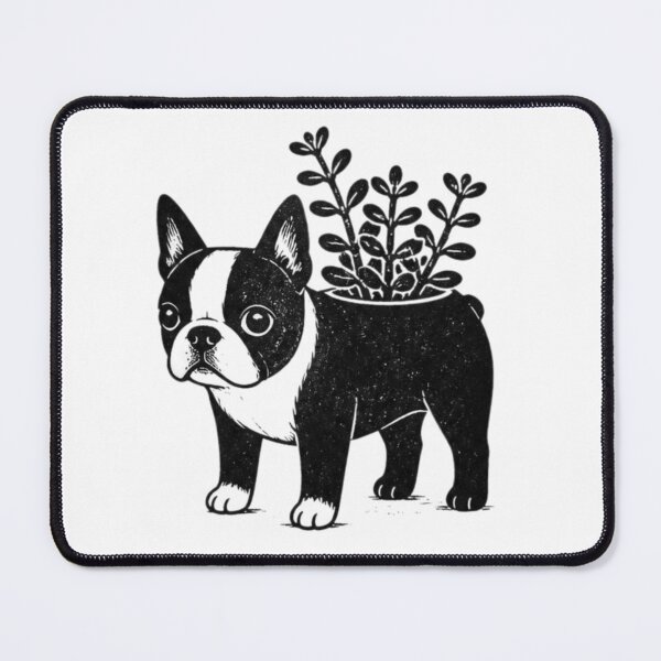 Item preview, Bostons & Botanicals Collection – Tiny Boston Terrier and Jade Plant Print For Dog and Succulent Lovers designed and sold by Bossie Brand Apparel .