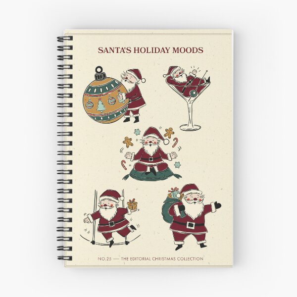 Item preview, Santa's Holiday Moods Vintage Editorial Christmas Art Print designed and sold by Claudia S. Design.
