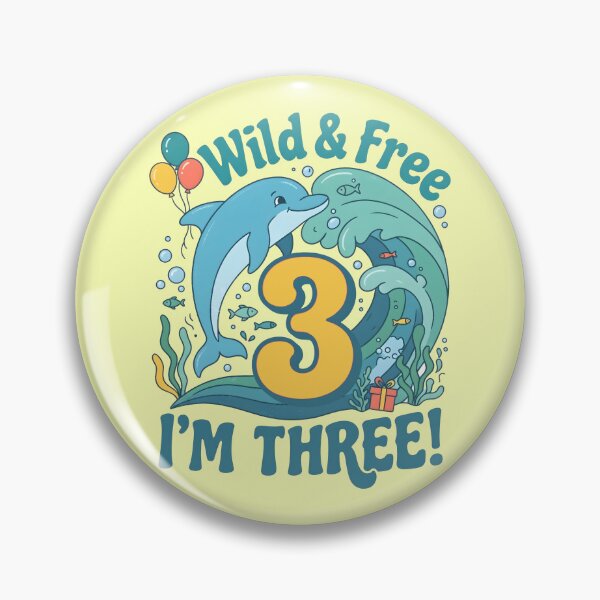 Item preview, Wild & Free, I Am Three! 3rd Birthday – Cute Dolphin Ocean Design designed and sold by Sea Gem.