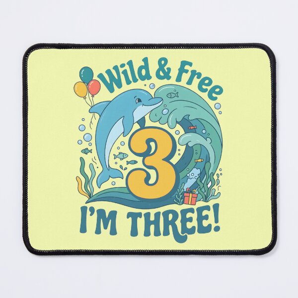 Item preview, Wild & Free, I Am Three! 3rd Birthday – Cute Dolphin Ocean Design designed and sold by Sea Gem.