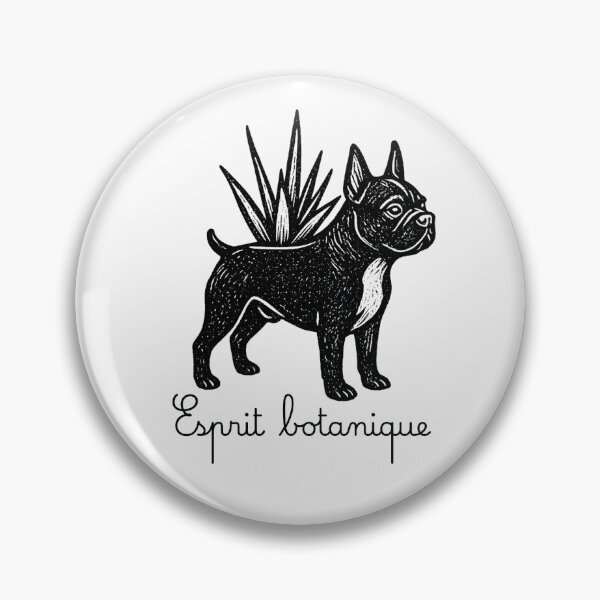 Item preview, Bostons & Botanicals Collection – Black and White Etching Esprit Botanique Boston Terrier and Aloe designed and sold by Bossie Brand Apparel .